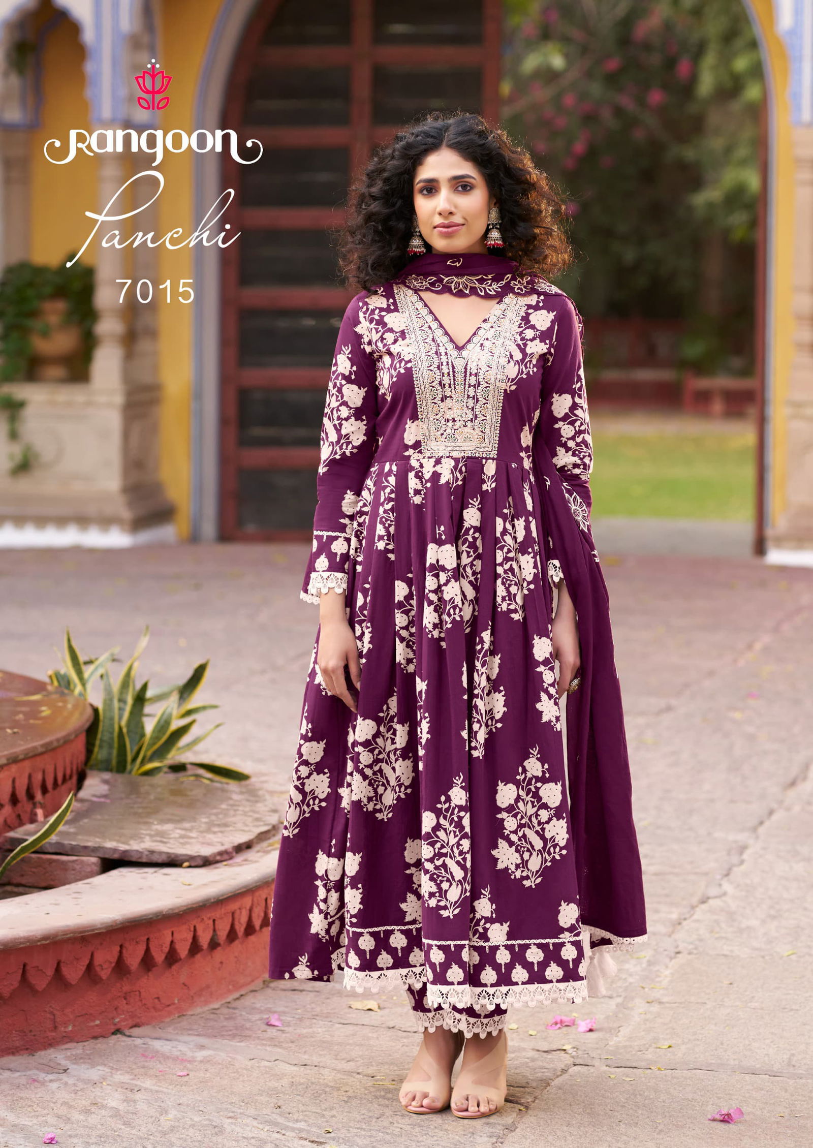 Panchi By Rangoon Cotton Printed Wholesale Kurti With Bottom Dupatta In India